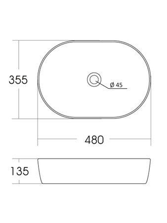 Раковина накладная (48х35,5) Orange  B05-480W белый глянец